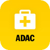 Gelbes ADAC-Symbol mit Erste-Hilfe-Kasten und Kreuz in der Mitte.